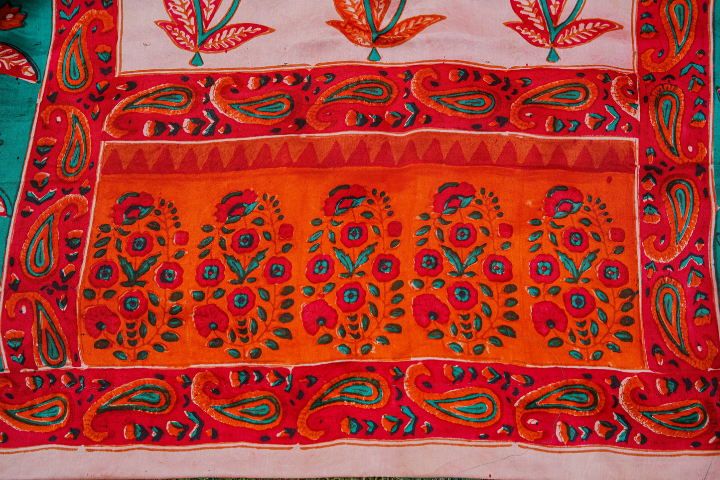 Block printed pure shamoz silk shawl