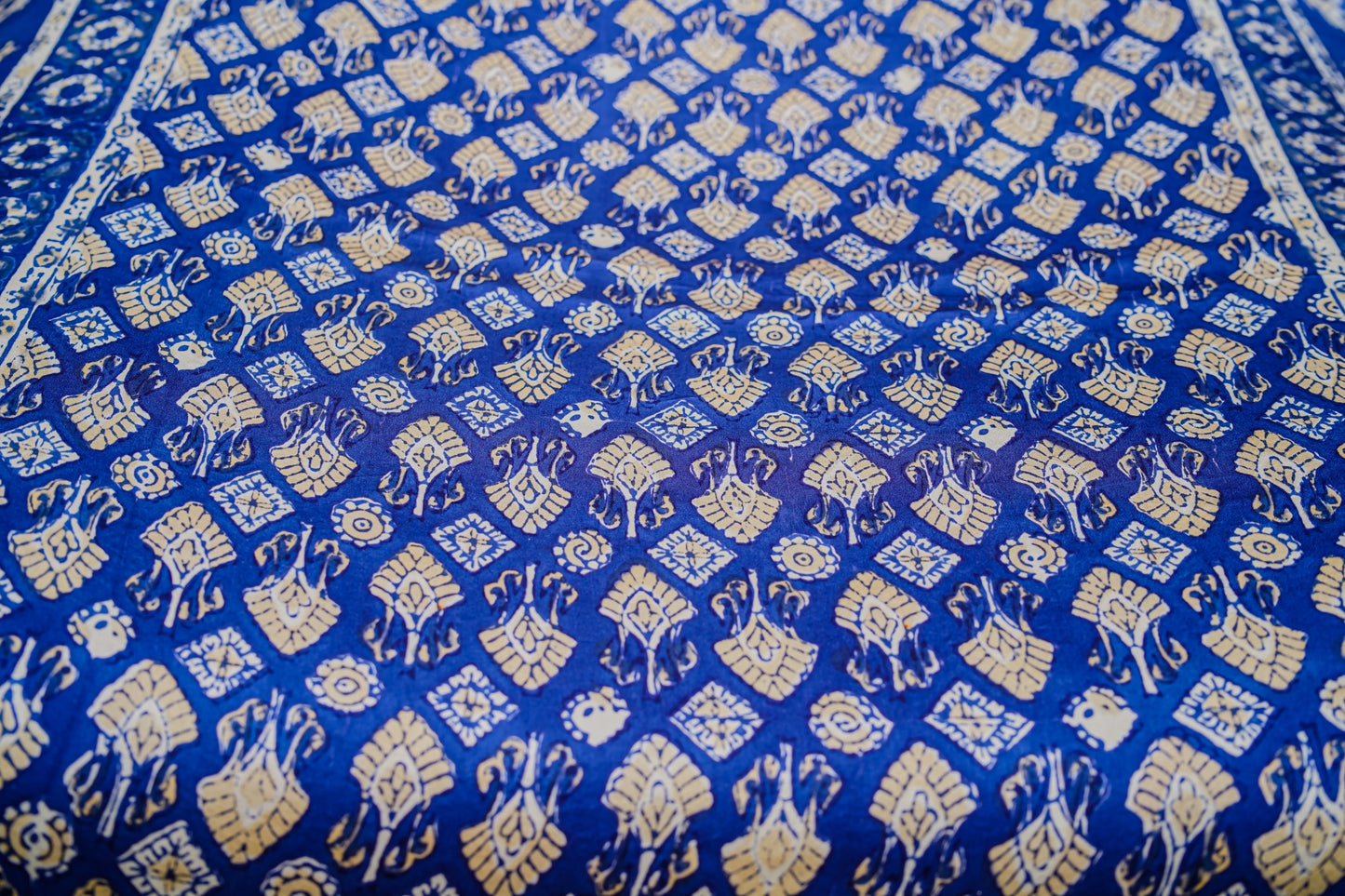 Block printed pure shamoz silk shawl