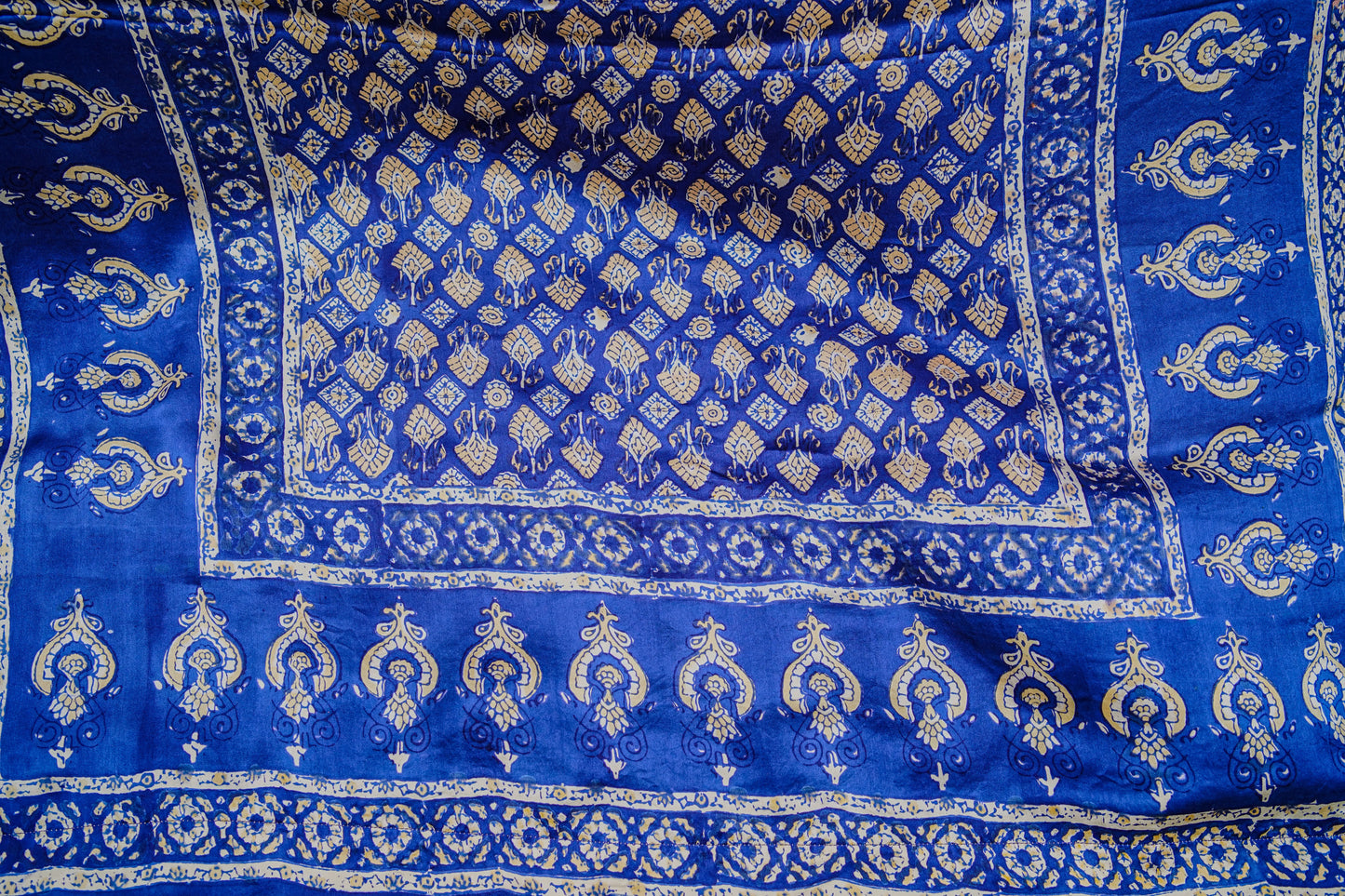 Block printed pure shamoz silk shawl