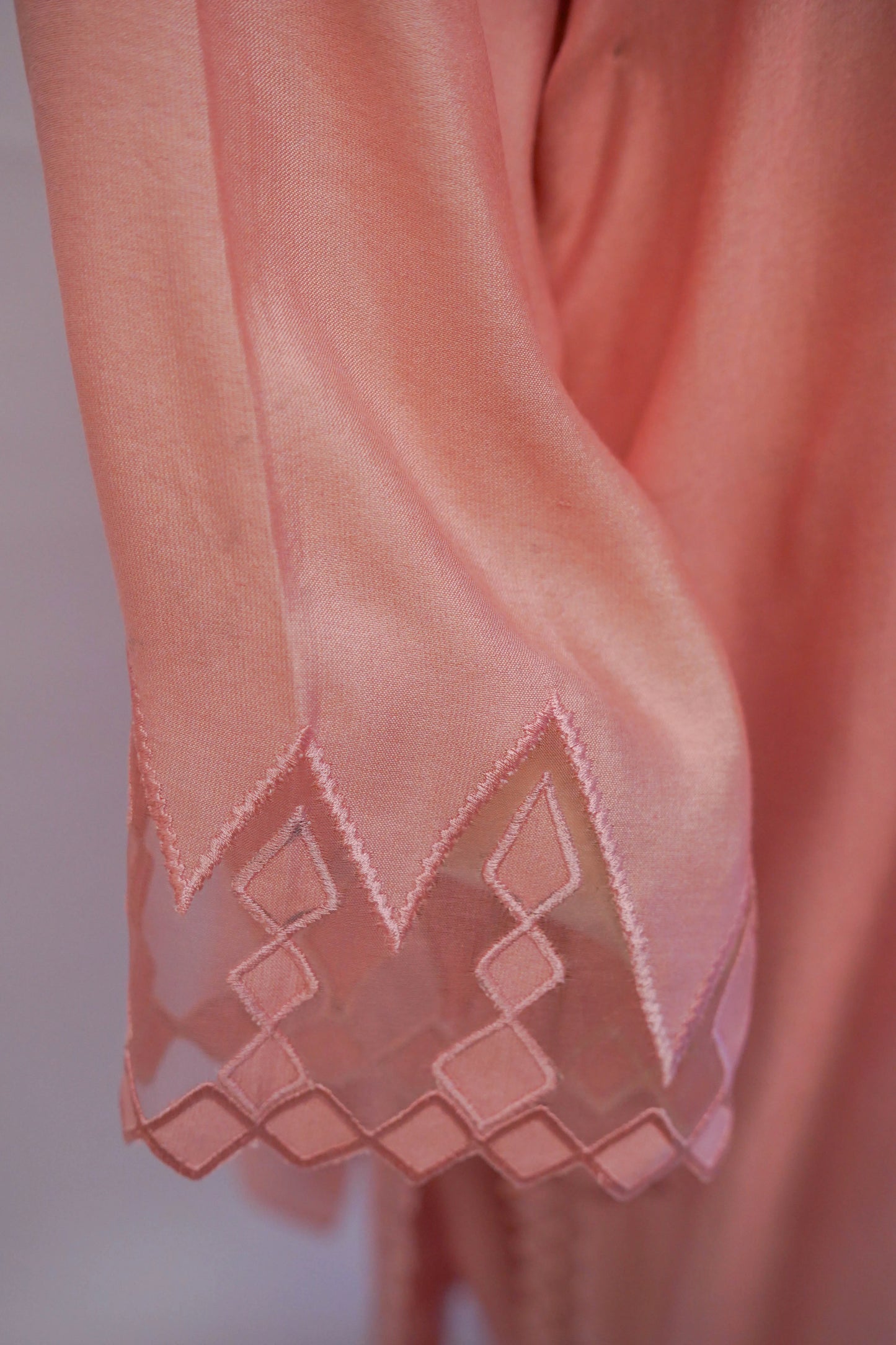 Cutwork cotton net peach-pink three-piece suit