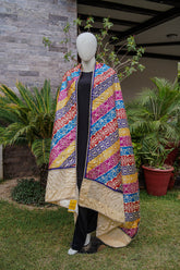 Multicolored digital printed silk shawl
