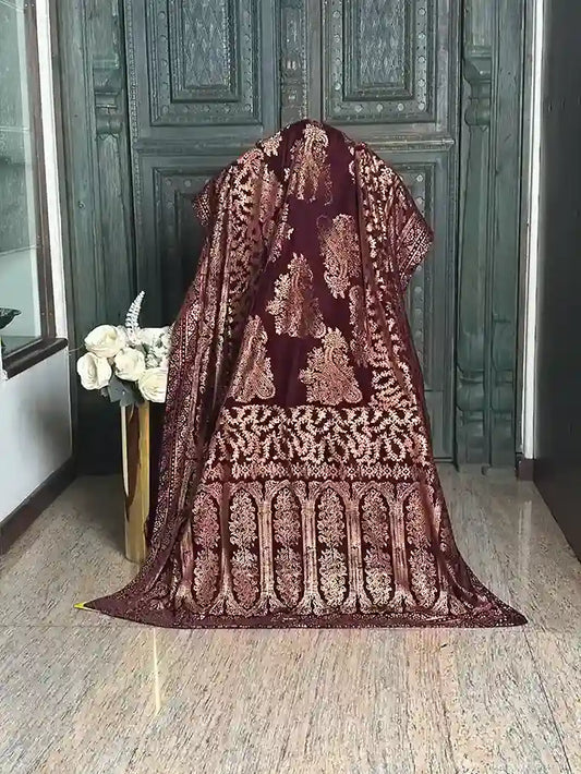 Block Printed Velvet Shawl