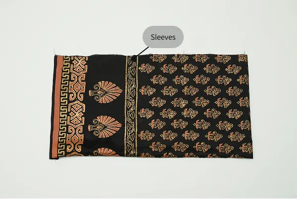 Black three-piece block printed tussel silk suit