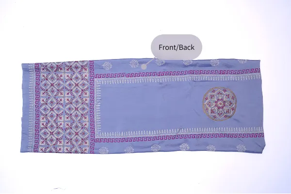 Light Lavender three-piece block printed tissue silk suit