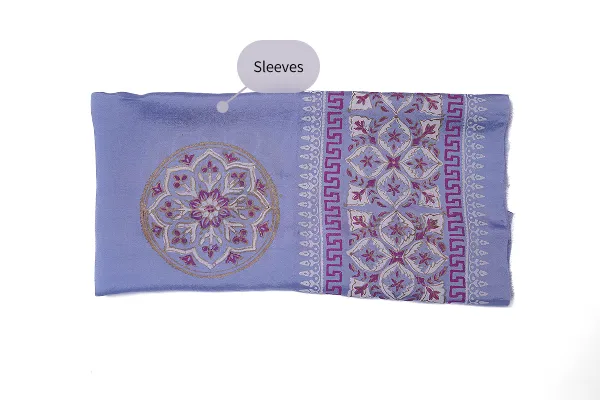 Light Lavender three-piece block printed tissue silk suit