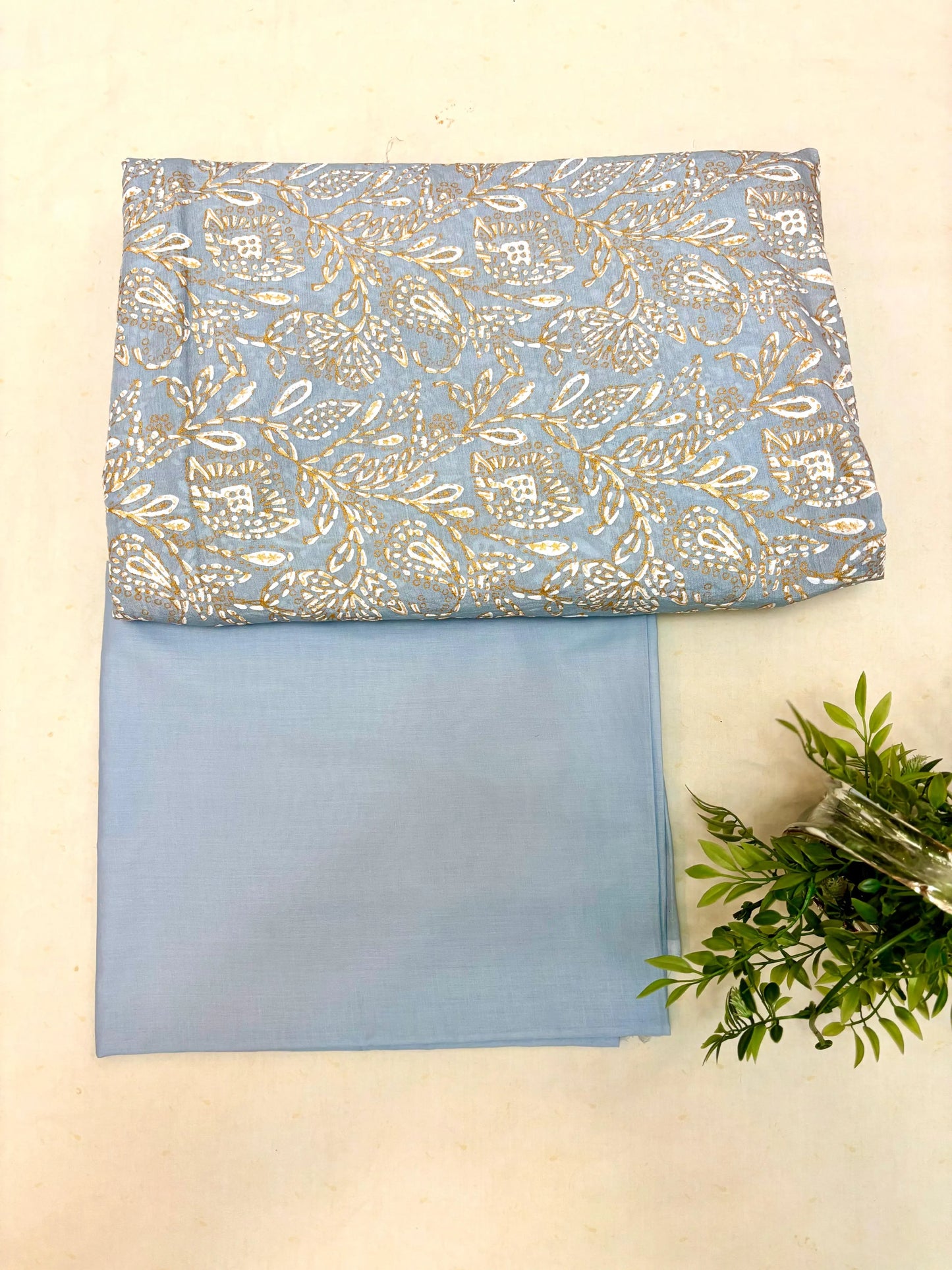 Silk lawn screen printed three-piece suit