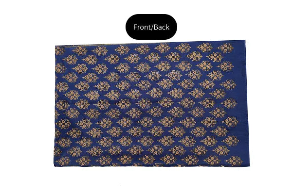 Deep royal blue three-piece block printed tussel silk suit