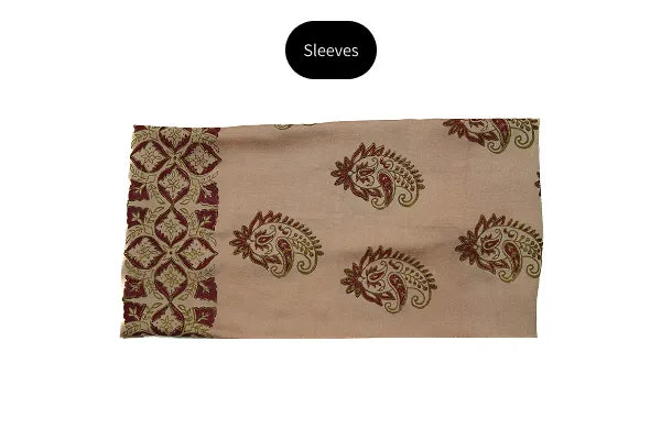 Pink-peach three-piece block printed pure cotton net suit