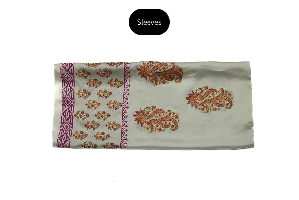 Ivory block printed three-piece tissue silk suit