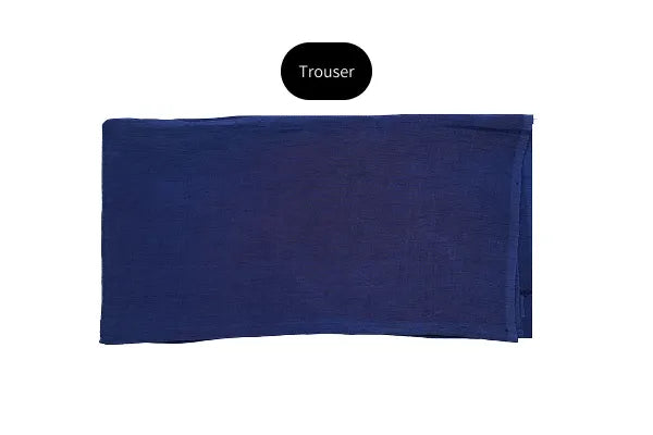 Deep royal blue three-piece block printed tussel silk suit