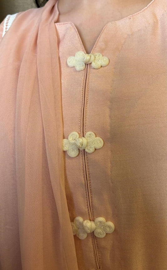 Peach Pink Pure Cotton net Suit