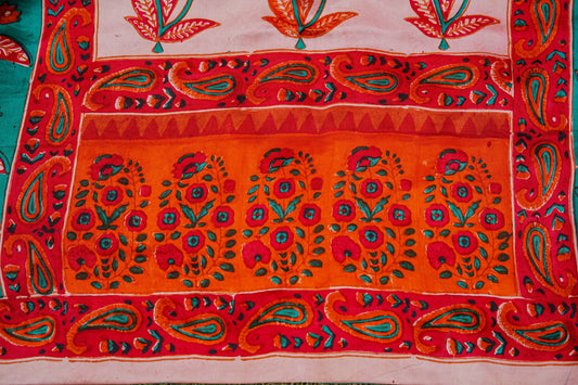 Block printed pure shamoz silk shawl