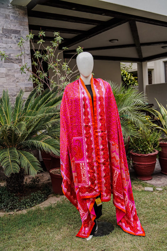 Block printed pure shamoz silk shawl