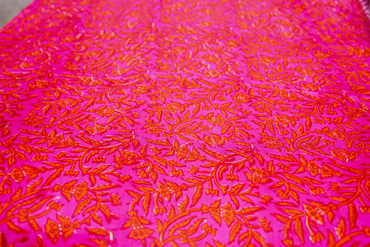 Block printed pure shamoz silk shawl