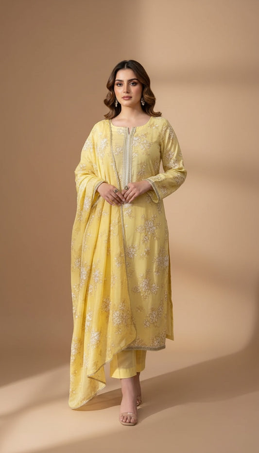 3-Piece Screen Printed Lawn Suit