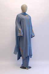 Cotton net Ice Blue three-piece suit

