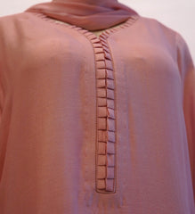 Cutwork cotton net peach-pink three-piece suit