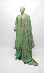 Pure lawn screen-printed three-piece suit