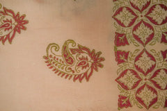 Pink-peach three-piece block printed pure cotton net suit