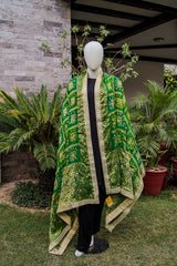  Emerald Green Chunri Silk Shawl