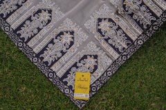 Grey Silk Block-Printed Shawl