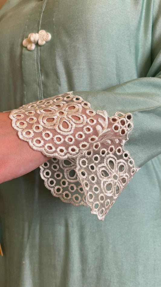 Light Sea Green Pure Cotton net Suit