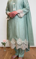 3pc Cotton Net Suit – (Unstitched)