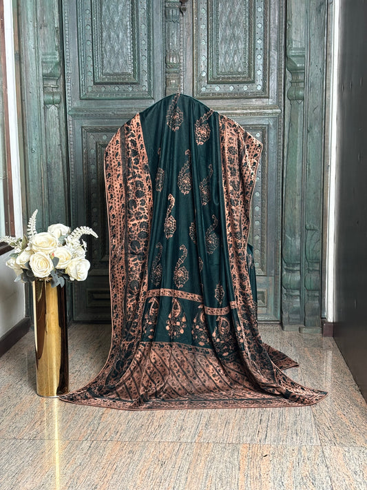 Block Printed Velvet Shawl