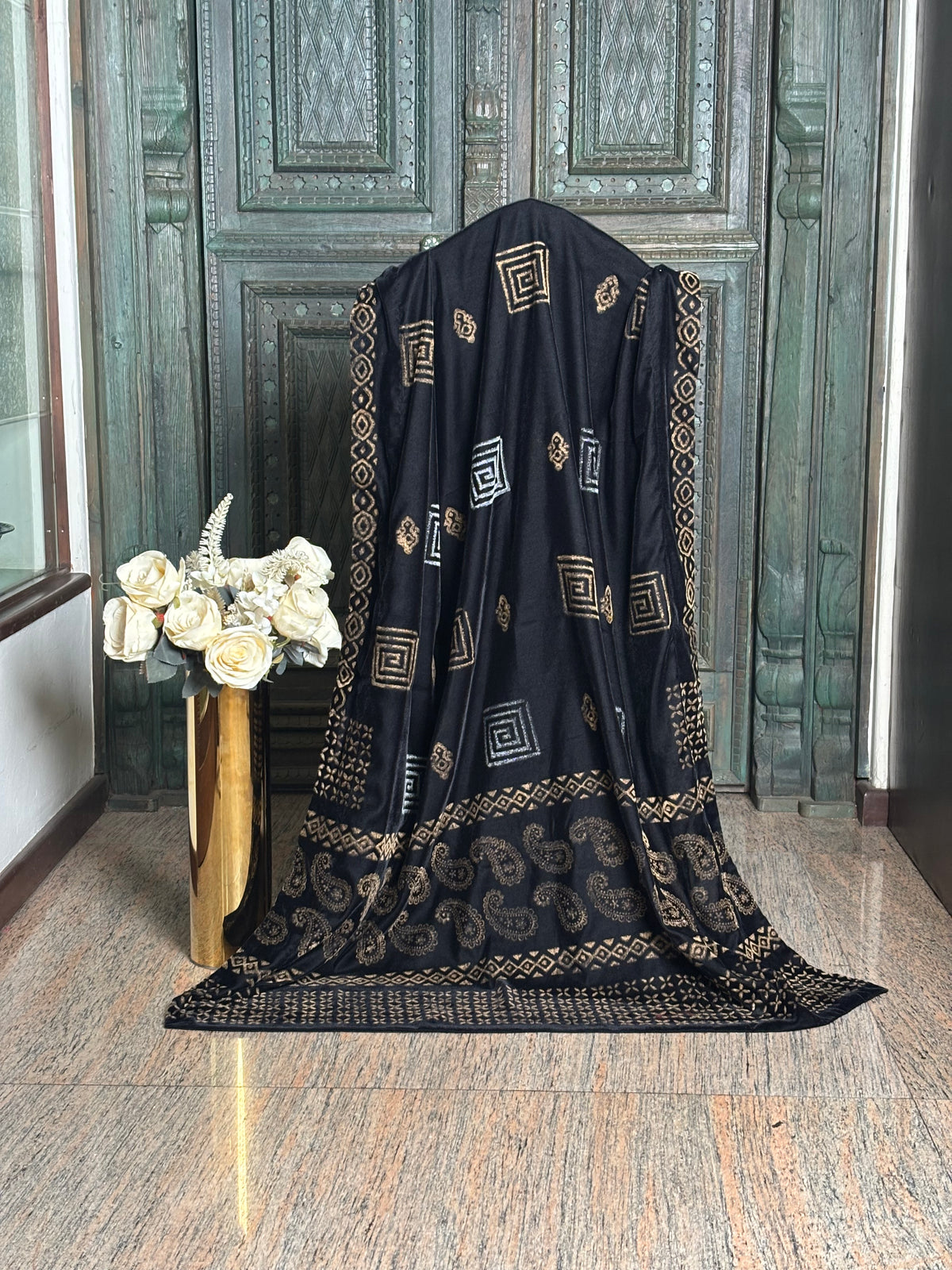 Block Printed Velvet Shawl