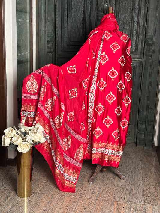 3-Piece Block Printed Silk Suit