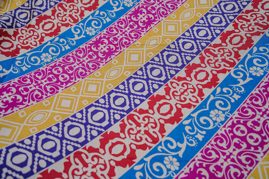 Multi-colored digital printed silk shawl