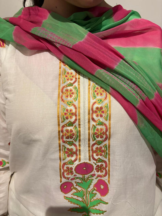 Multicolor Painted Lawn Suit