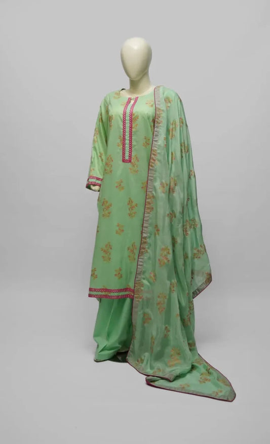 Pure lawn screen-printed three-piece suit