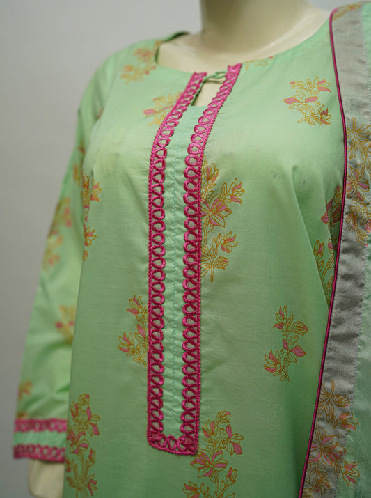 Pure lawn screen-printed three-piece suit