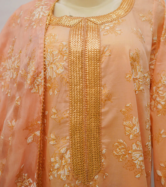 Pure lawn screen-printed three-piece suit