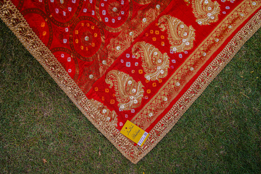 Red chunri silk shawl