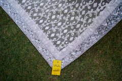 Thread and panni work organza shawl