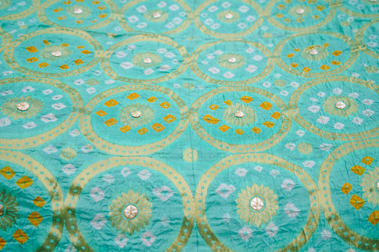 Turquoise chunri silk shawl