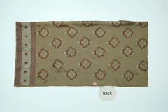 Beige-brown three-piece block printed tissue silk suit
