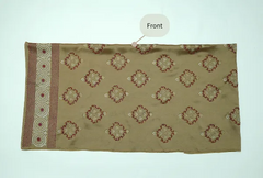 Beige-brown three-piece block printed tissue silk suit