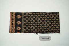 Black three-piece block printed tussel silk suit