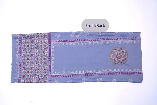 Light Lavender three-piece block printed tissue silk suit