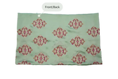 Mint green three-piece block printed tissue silk suit