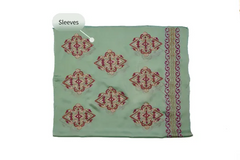 Mint green three-piece block printed tissue silk suit