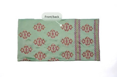 Mint green three-piece block printed tissue silk suit