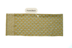 Golden three-piece block printed tussel silk suit