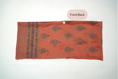 Coral pink three-piece block printed tussel silk suit