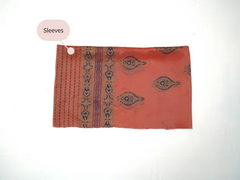 Coral pink three-piece block printed tussel silk suit