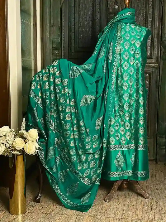 3-Piece Block Printed Silk Suit