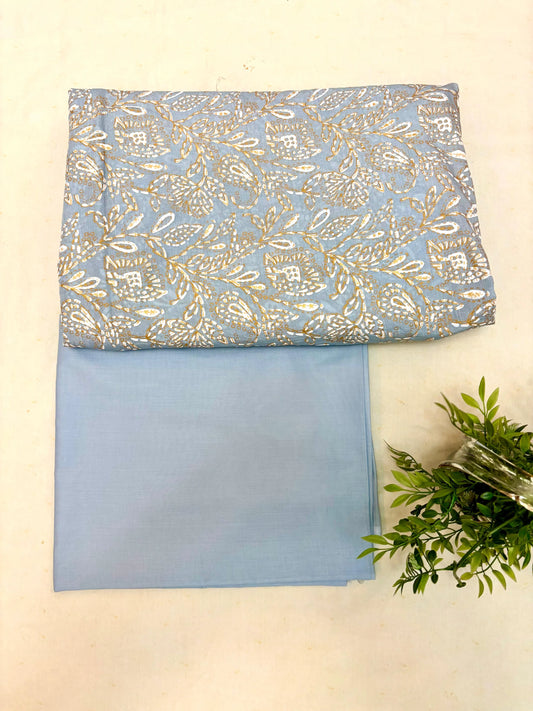 Silk lawn screen printed three-piece suit